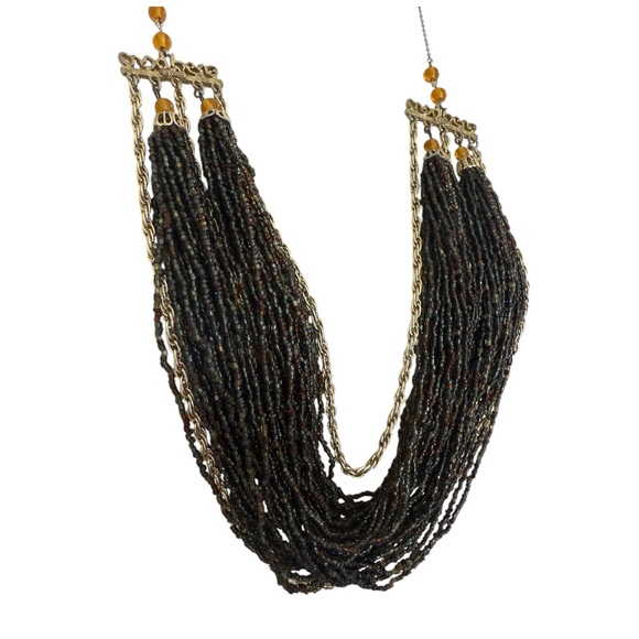 Coro Vintage Elegant Black and Gold Beaded Necklace Jewelry - Picture 1 of 6
